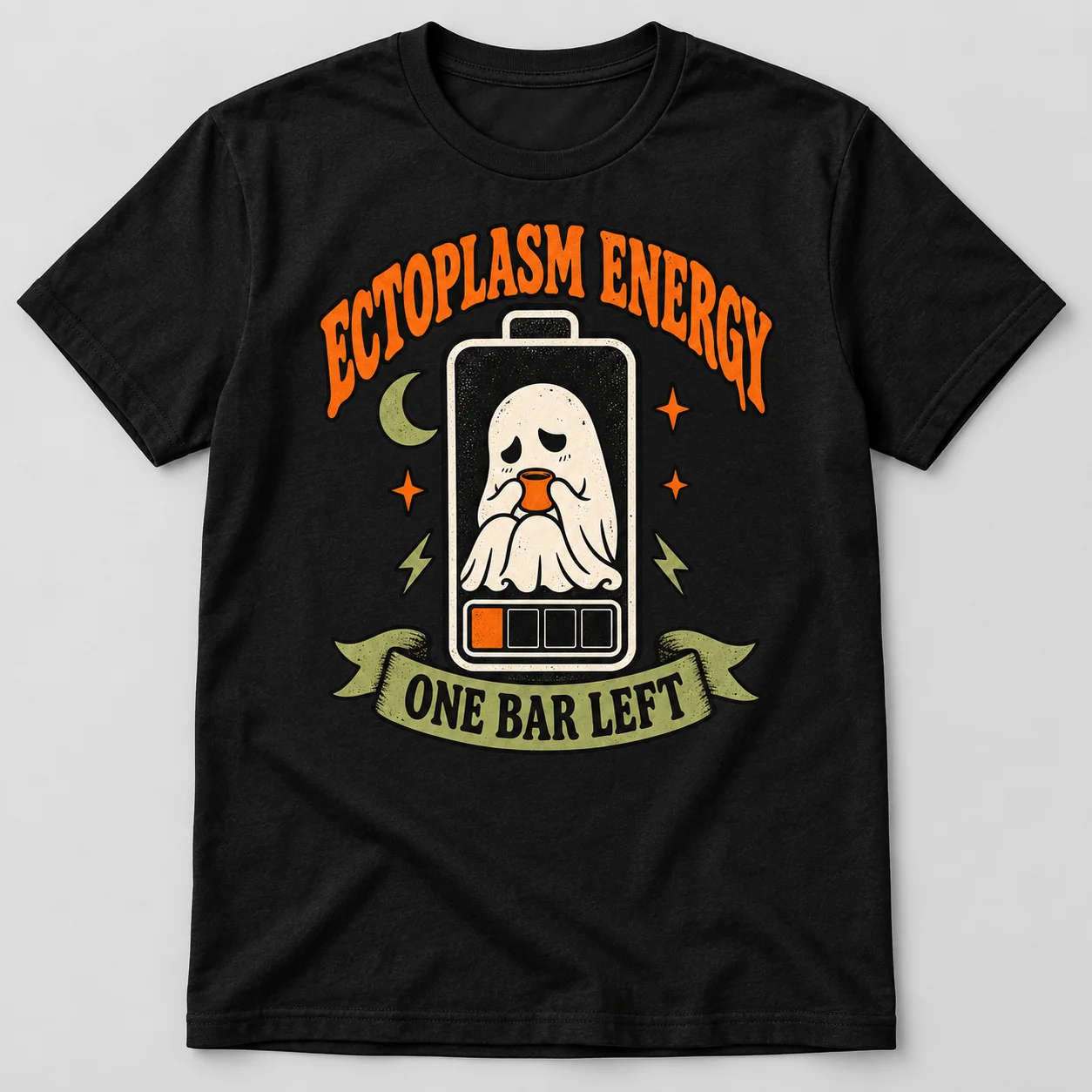 Ectoplasm Energy One Bar Left Funny Ghost Halloween t-shirt mockup