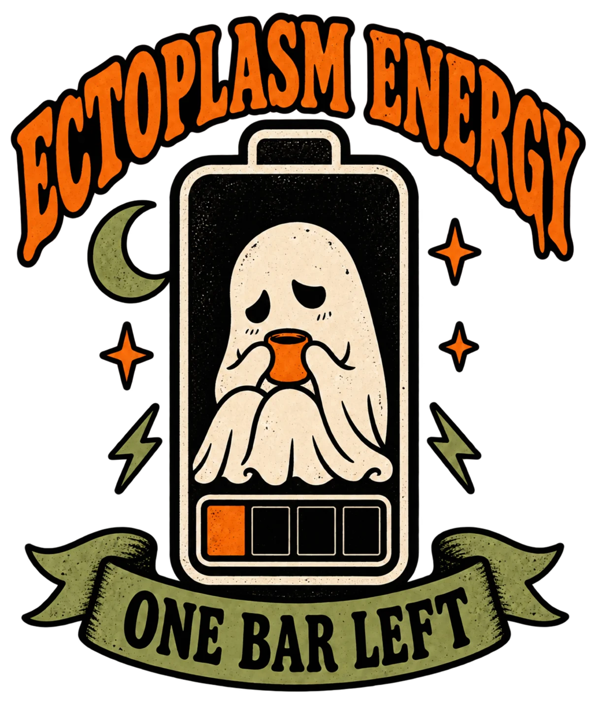 Ectoplasm Energy One Bar Left Funny Ghost Halloween design preview