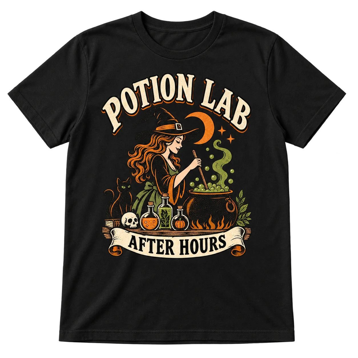 Potion Lab After Hours Retro Witch Halloween t-shirt mockup