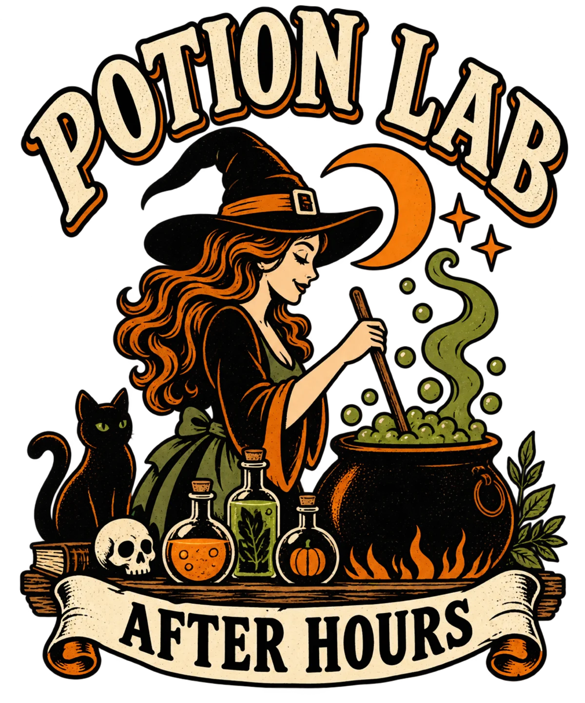 Potion Lab After Hours Retro Witch Halloween design preview