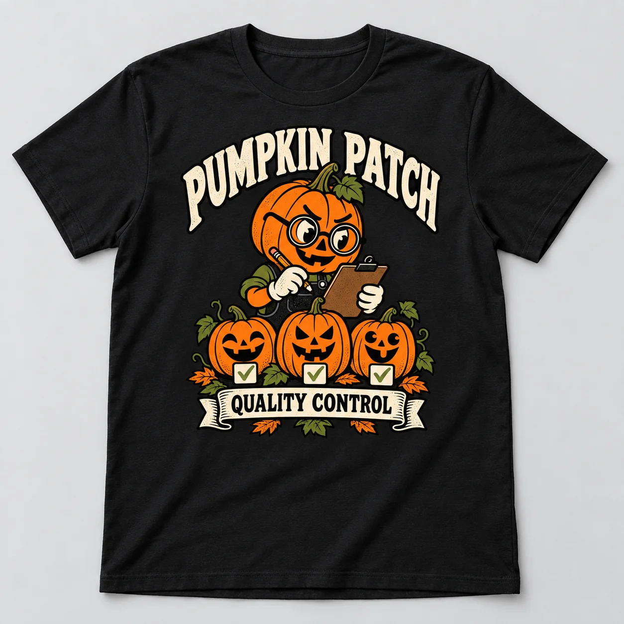 Pumpkin Patch Quality Control Funny Halloween t-shirt mockup